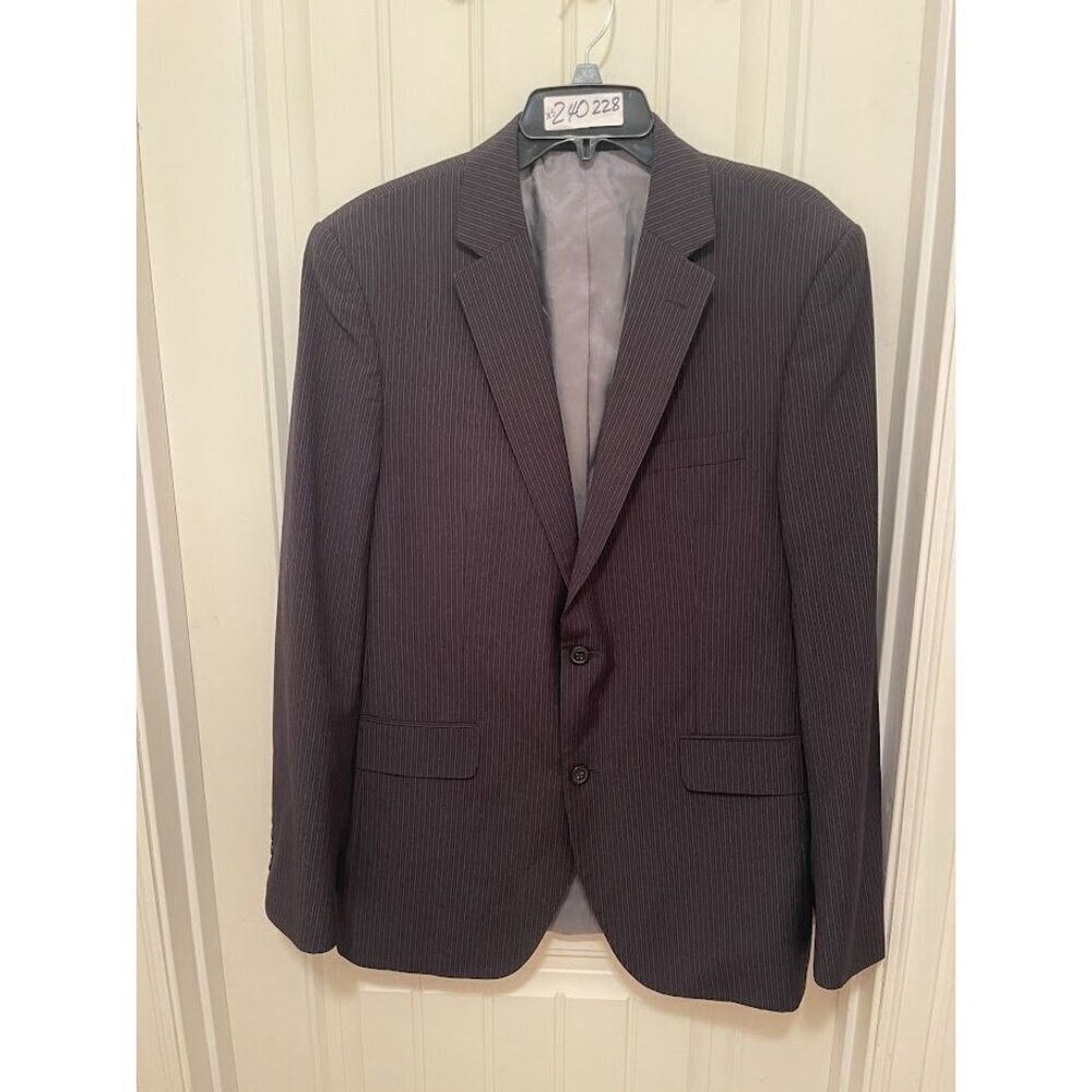 J. Ferrar Mens Modern‎ Fit Pinstripe Blazer 40L Polyester/Rayon